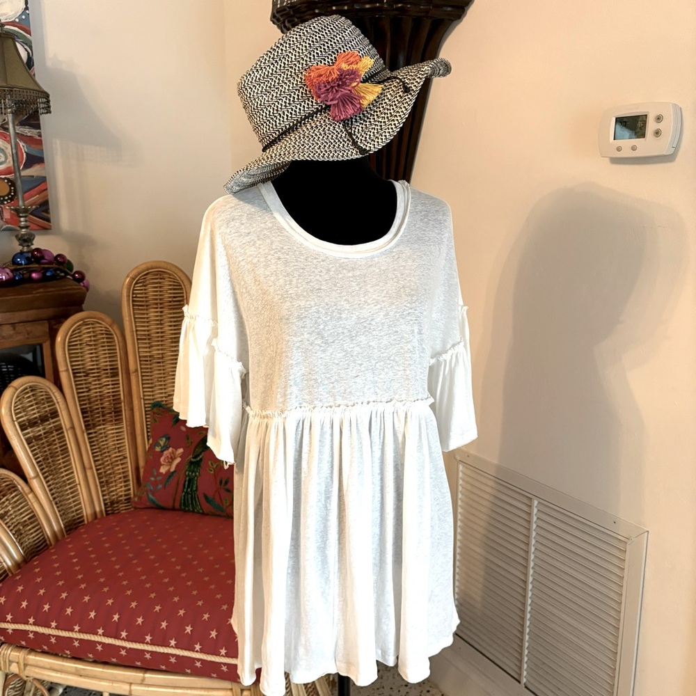 Talulah Anthropologie White Cotton Knit Bohemian Baby Doll Top! Like new. Medium